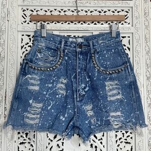 Vintage Petite Sophisticate Bleached Distressed Denim Cut Off Shorts Sz XS